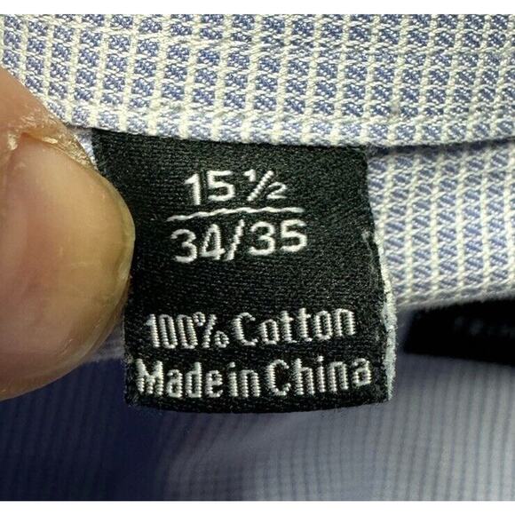 David Donahue Men's Blue/White Trim Fit Button Up Shirt - Size S (15.5 - 34/35) - Picture 4 of 5